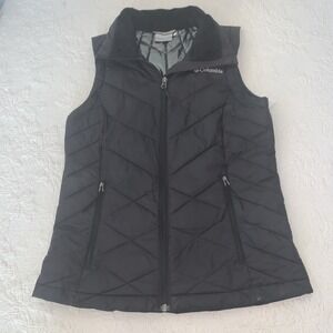 Columbia Omni-Heat Womens Black Quilted Puffer Vest Full Zip Pockets Extra Small